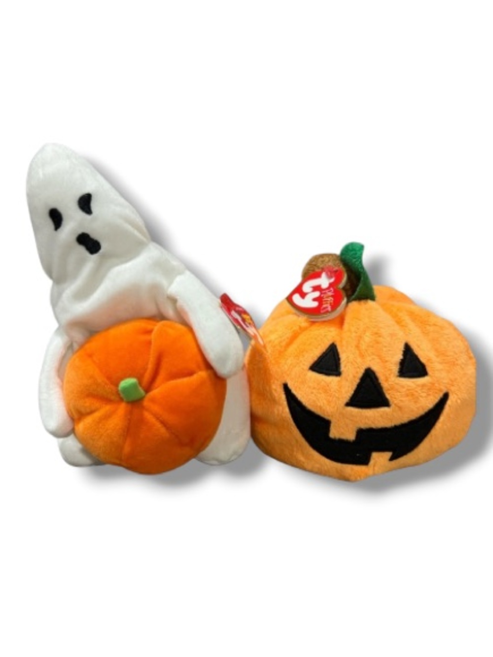 Ty Beanie Babies Vintage Halloween Ghoul + Plumpkin Plush Ghost Pumpkin NWT